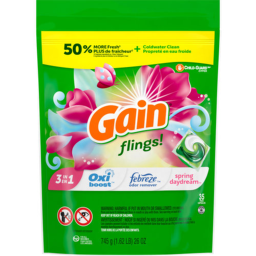 Gain Detergent, Spring Daydream, 3 in 1, Pacs