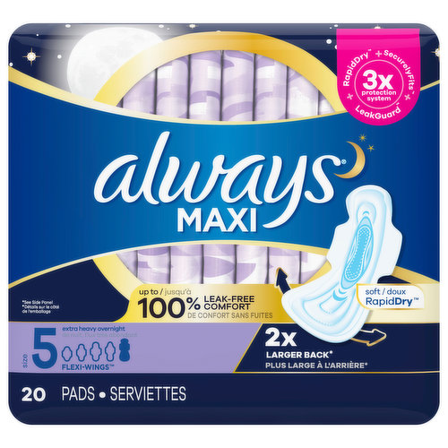 Always Pads, Extra Heavy Overnight, Flexi-Wings, Size 5