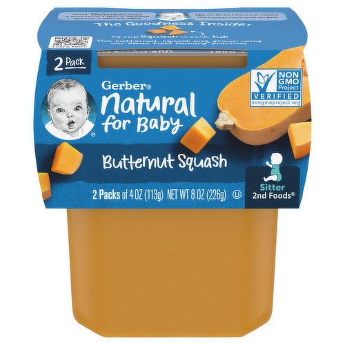 Natural for baby. Inner units not labeled for retail sale. The Goodness Inside: 1/3 cup squash in each tub. This butternut squash was grown using our Clean Field Farming practices.