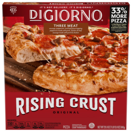 Fresh baked taste, fresh baked aroma. It's not delivery. It's Digiorno. 100% real cheese. Prepare yourself for the fresh baked taste and aroma of Digiorno rising crust pizza that can only come from the best place of all: your oven.