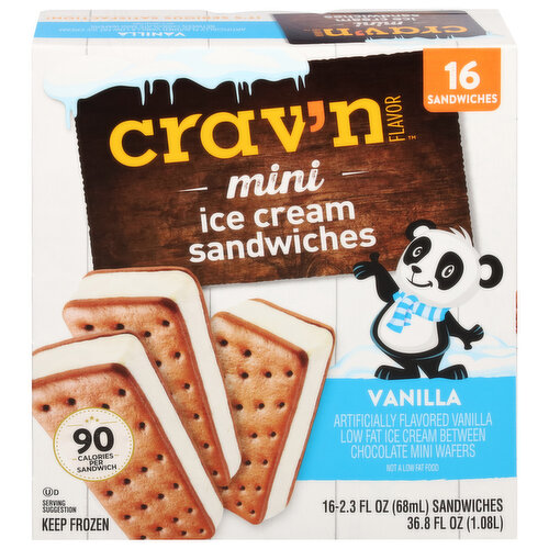 Crav'n Flavor Ice Cream Sandwiches, Vanilla, Mini