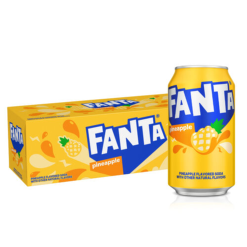 Fanta Pineapple Soda Fruit Flavored Soft Drink, 12 fl oz