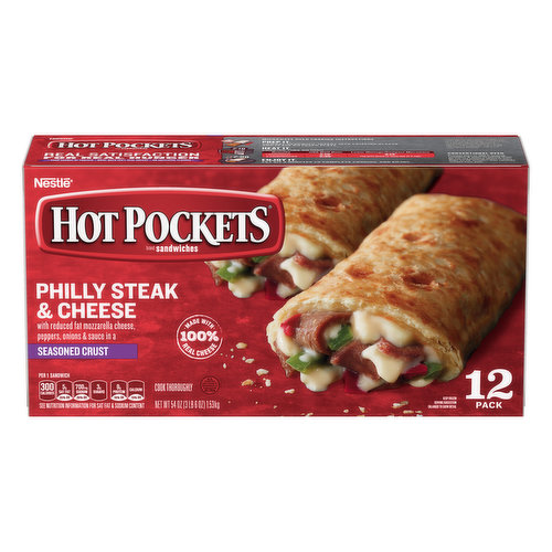 Hot Pockets Sandwiches, Philly Steak & Cheese, Seasoned Crust, Value Pack