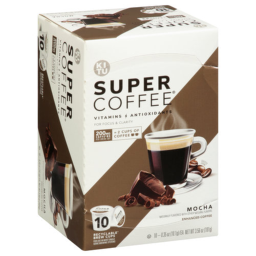 Super Coffee Coffee, Enhanced, Mocha, Brew Cups