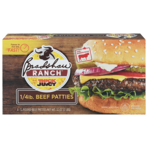 Bradshaw Ranch Beef Patties, 1/4 Pound, Thick N Juicy