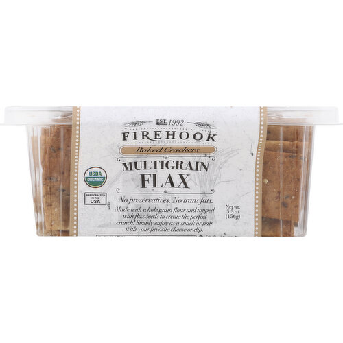 Firehook Crackers, Organic, Multigrain Flax, Baked