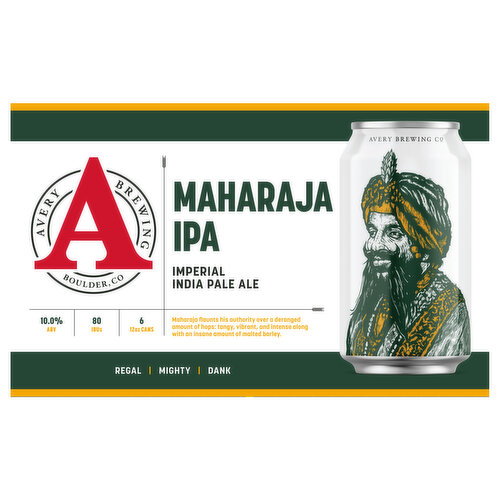 Avery Brewing Beer, Maharaja IPA, Imperial India Pale Ale