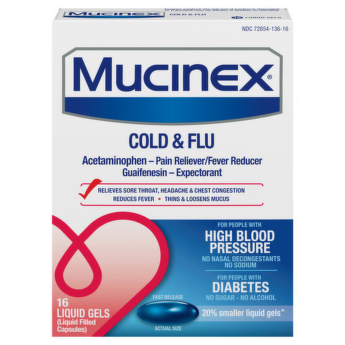 Mucinex Cold & Flu, Fast Release, Capsules