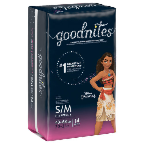 GoodNites Underwear, Nighttime, Disney Princess, S/M - Brookshire's