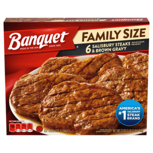 Banquet Salisbury Steaks & Brown Gravy, Family Size