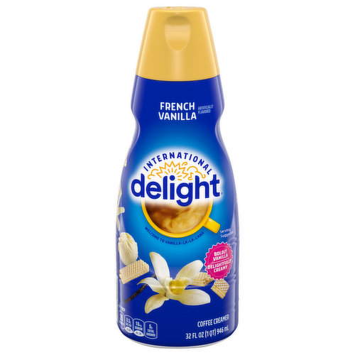 Infuse your morning coffee with the sweet taste of French vanilla. A splash of International Delight French Vanilla Coffee Creamer turns your cup of coffee into a cause for celebration. This creamer is both gluten- and lactose-free. It makes the perfect addition to any office or home. Surprise your coworkers or family with a bottle, and watch the room light up with delight.
For over thirty years, International Delight has been making the world a tastier place, one cup of coffee at a time. Our coffee creamers come in over twenty different delicious flavors, including fat- and sugar-free varieties, and we now offer a wide selection of iced coffees, as well. We believe that there’s an art to concocting the perfect cup of coffee, and we want every sip you take to be a masterpiece of flavor. Welcome to Creamer Nation.