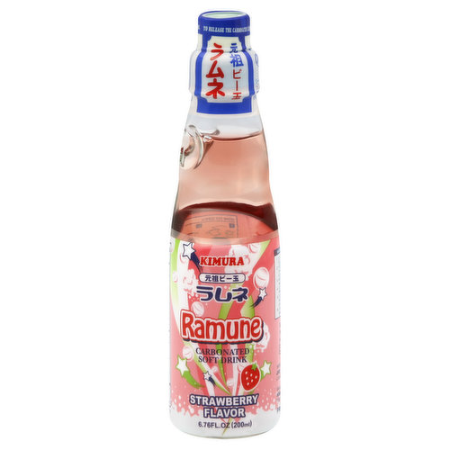 Kimura Soft Drink, Carbonated, Strawberry Flavor
