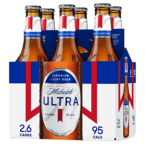 Michelob Ultra Beer, Superior Light, 12 Pack - 12 pack, 16 fl oz bottles