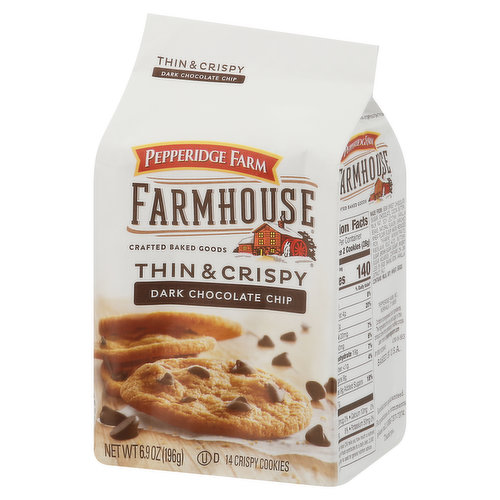 Pepperidge Farm Farmhouse Thin & Crispy Dark Chocolate Chip Cookies, 6.9  oz. Bag