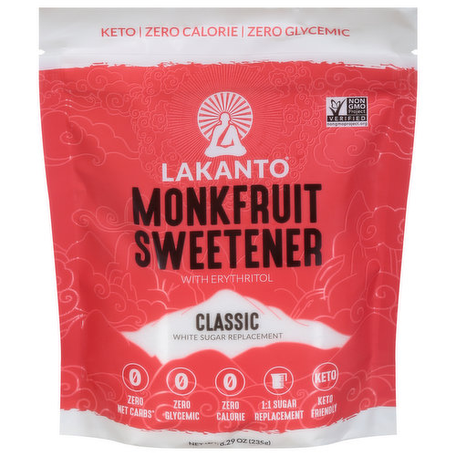 Over a thousand years ago: In the remote mountain highlands of Asia, a group of Buddhist monks called the Luohan achieved enlightenment and ascension through meditation and pure living. The monks discovered a rare superfood prized for its sweetness and its ability to raise chi, or life energy. This sacred fruit was named monk fruit and was used for centuries to increase chi and well-being, earning it the nickname the immortals fruit. We still harvest monk fruit for Lakanto in the same pristine area according to traditional and environmental methods. Discover your Chi: Lakanto's mission is to bring chi to life by inspiring people to reach their highest potential in health and wellness and by creating products that are innovative, delicious, natural, nutritious, sugar-free, and healthy. The perfect 1:1 sugar replacement. 1 cup Lakanto sweetener = 1 cup sugar.