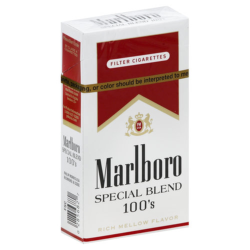 Marlboro Cigarettes, Filter, Special Blend, 100's, Flip-Top Box