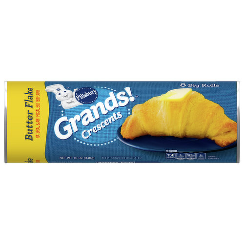 Make weeknight dinner a success with the home-baked goodness of Pillsbury Grands! Butter Flake Crescent Rolls. Big, buttery and known for their flakiness and fluffiness, these rolls are a hit with even the pickiest of eaters. Keep a package of this refrigerated crescent rolls dough on hand for an easy dinner side. Simply bake according to package directions for big, golden brown crescent rolls ready in 12-15 minutes. Looking for more dinner ideas? Choose from dozens of Pillsbury recipes, including classic crowd-pleasing appetizers and easy everyday favorites, to find a new way to enjoy Pillsbury crescent rolls any day of the week. Imagine the memories you’ll make.