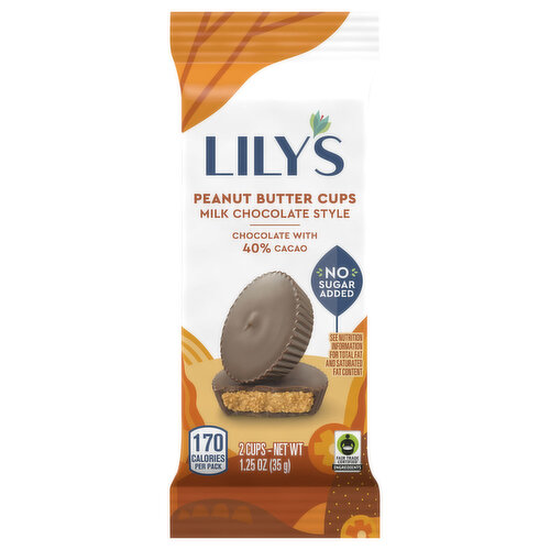 Lily's Peanut Butter Cups, Milk Chocolate Style, 40% Cocoa