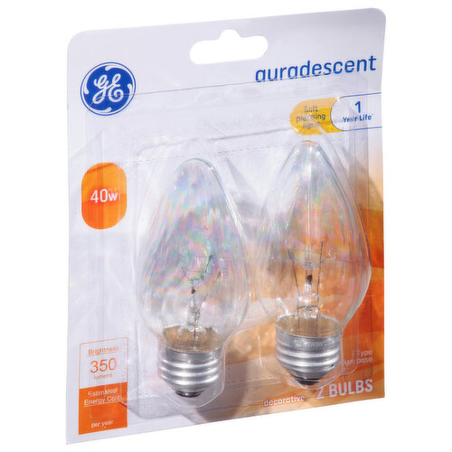 Brightness Quantity: 350 lumens. Energy Info: $4.82 based on 3hrs/day, 11 ¢/kWh cost depends on rates and use 40 watts. Package Info: 2-Pack. 2. Bulb Info: LED. Screw. Bulb Life: 1.4 years based on 3 hrs/day Bulb Appearance: 2650 k.