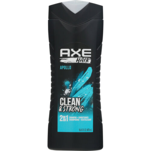 Axe Shampoo + Conditioner, 2 in 1, Apollo, Clean & Strong