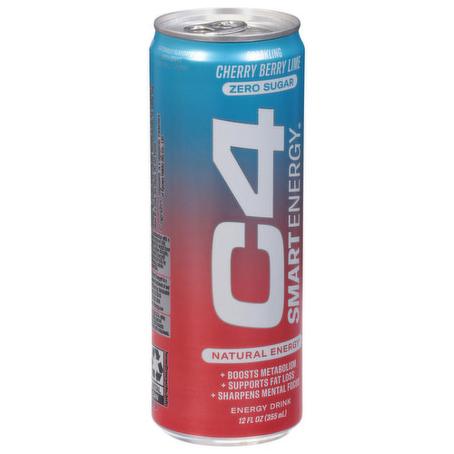 C4 Energy Drink, Sparkling, Zero Sugar, Cherry Berry Lime - FRESH