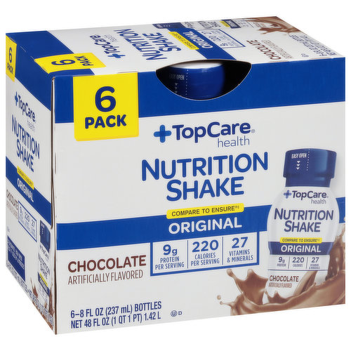TopCare Nutrition Shake, Chocolate, Original, 6 Pack