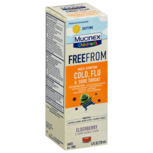 Mucinex Cold, Flu & Sore Throat, Multi-Symptom, Daytime, Elderberry & Cherry