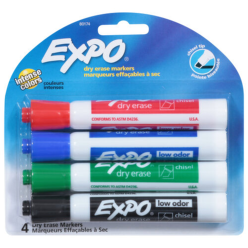 Expo Markers, Dry Erase, Chisel Tip