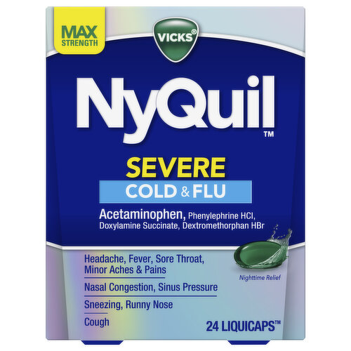 Vicks Cold & Flu, Severe, Max Strength, LiquiCaps