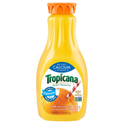 Tropicana 100% Juice, Orange, No Pulp