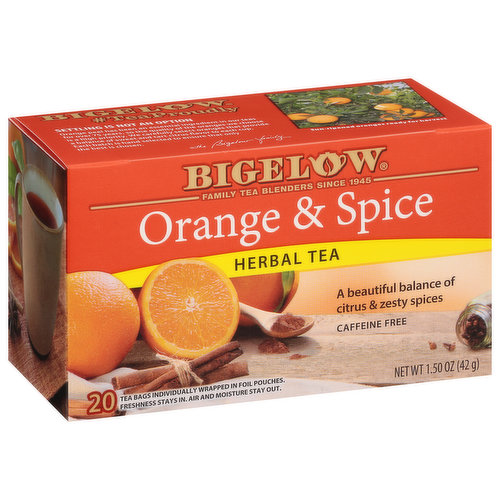 Bigelow Perfect Peach Herbal Tea Bags - 20/Box