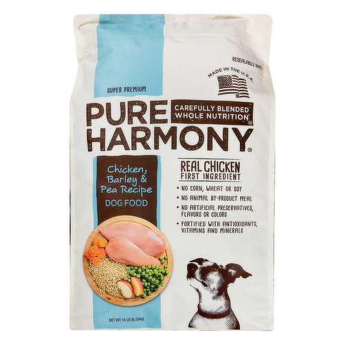 Pure Harmony Dog Food, Super Premium, Chicken, Barley & Pea Recipe