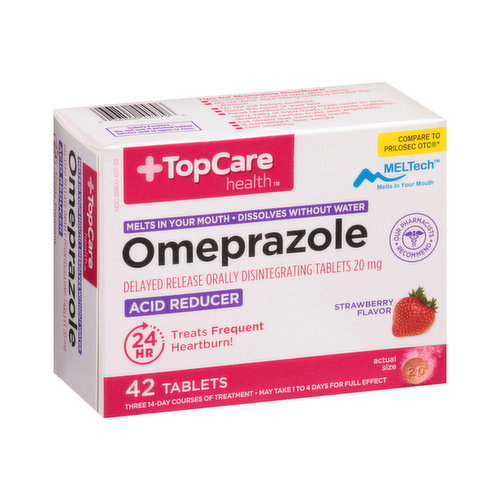 Topcare Health - Omeprazole, 20 mg, Tablets, Strawberry Flavor