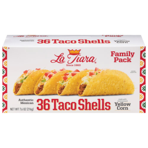 La Tiara Taco Shells, Yellow Corn, Family Pack