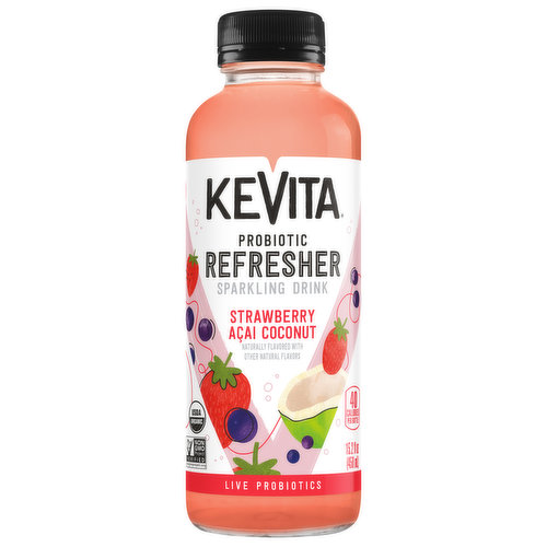 KeVita Sparkling Drink, Strawberry Acai Coconut ,Probiotic Refresher
