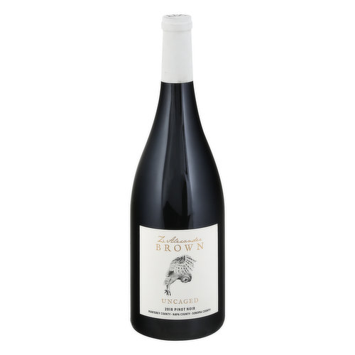 Monterey count. Napa country. Sonoma country. The owl is a guardian of the vine and myths say it is present when the spirit is set free. Our winemaking style is also uncaged and takes us to prestigious appellations throughout Northern California in our pursuit of creating a lush Pinot Noir with ripe fruit flavors and a balanced acidity, rounded out by toasty oak and supple tannins. WIth each vintage there is a pure connection to the land that we are proud to share every time a bottle is opened. - Zac Brown, proprietor. John Killebrew, winemaker. Monterey County 81%. Napa Country 12%. Sonoma County 7%. ZAlexanderBrown.com. 14.5% alcohol by volume. 29 Cellared and bottled by Z. Alexander Brown Wines - Manteca, CA.