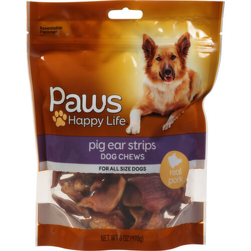 Paws Happy Life Dog Chews, Pig Ear Strips