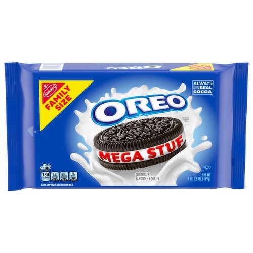 OREO Mega Stuf Chocolate Sandwich Cookies, Family Size, 17.6 oz