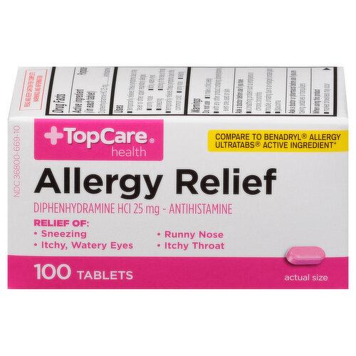 TopCare Allergy Relief, 25 mg, Tablets