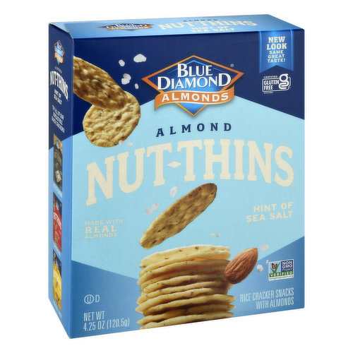 Blue Diamond Rice Crackers Snacks with Almonds, Hint of Sea Salt