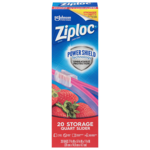 Ziploc Storage Bags, Slider, Quart