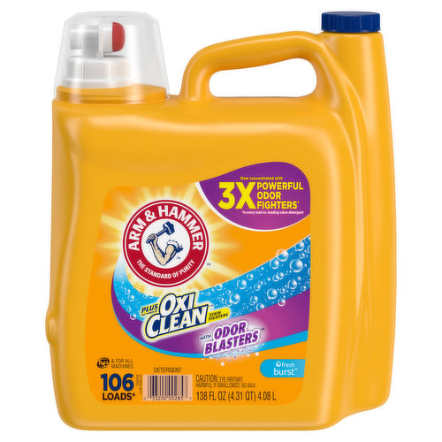 Now concentrated with 3x powerful odor fighters (in every load vs. leading value detergent). The standard of purity. Plus the power of Oxi Clean stain fighters with Odor Blasters. Contains no phosphates. Our Promise to you and the Planet. Certified Renewable Energy Green-e: Made with 100% certified renewable electricity. Cleans in cold water. Recycle friendly package. Not tested on animals. Proud Supporter of Arbor Day Foundation: We help plant millions of trees in the Mississippi River Valley for cleaner air & water.