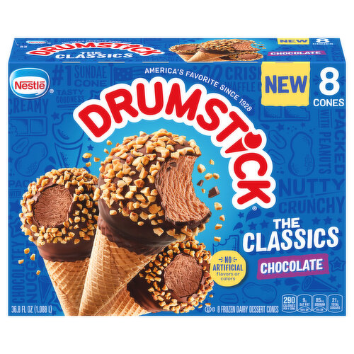 Drumstick Frozen Dairy Dessert Cones, Chocolate, The Classics