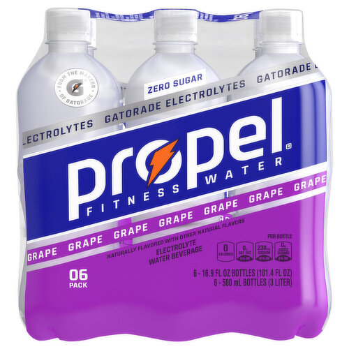 Propel Electrolyte Water Beverage, Grape, 6 Pack