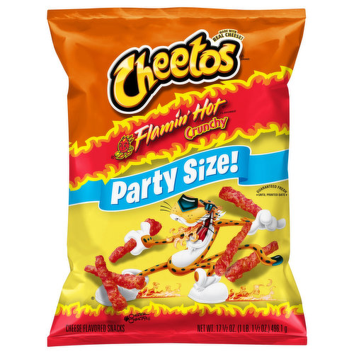 Cheetos Cheese Flavored Snacks, Flamin' Hot Flavored, Crunchy, Party Size