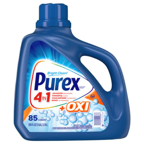 Purex Detergent, Concentrated, Bright Clean, 4 in 1