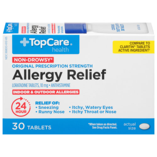 TopCare Allergy Relief, Original Prescription Strength, 10 mg, Non-Drowsy, Tablets