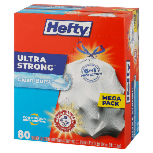 Hefty Ultra Strong Tall Kitchen Trash Bags, NEW! Fabuloso Scent, 13 Gallon,  80 Count