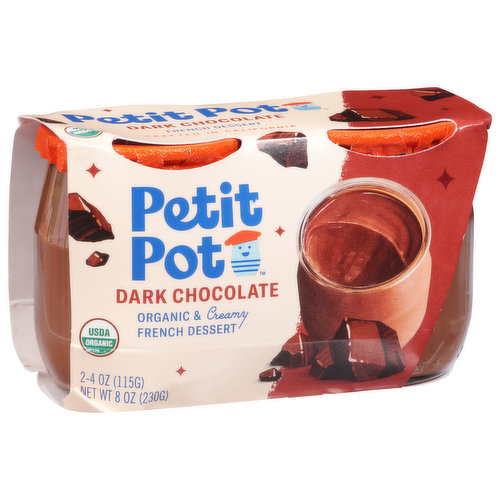 Petit Pot French Dessert, Organic & Creamy, Dark Chocolate