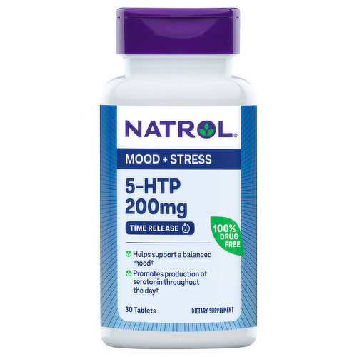 Natrol 5-HTP, Mood & Stress, Time Release, Maximum Strength, 200 mg, Tablets